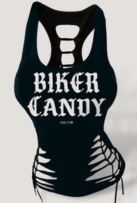Biker Candy Festival Slashed Tank Top