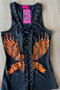 Freedom Eagle Sexy Graphic Biker Festival Sexy Graphic Corset Tank Top