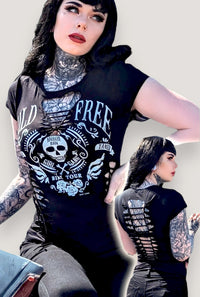 Wild & Free Ribcage Slash Grunge Biker Tee