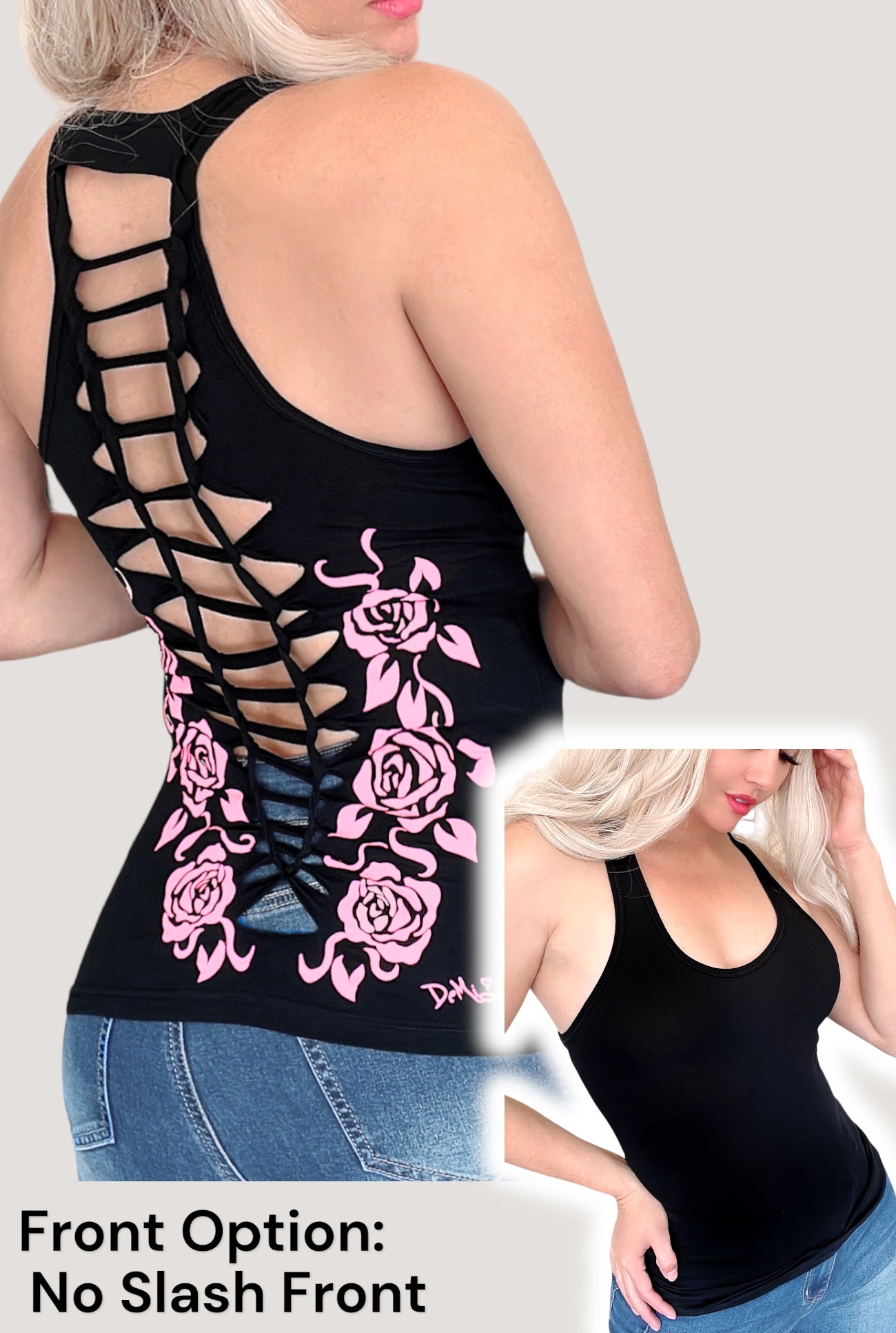 Georgia Rose Graphic Back Racerback Sexy Slashed Country Festival Tank