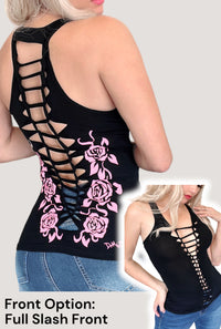Georgia Rose Graphic Back Racerback Sexy Slashed Country Festival Tank