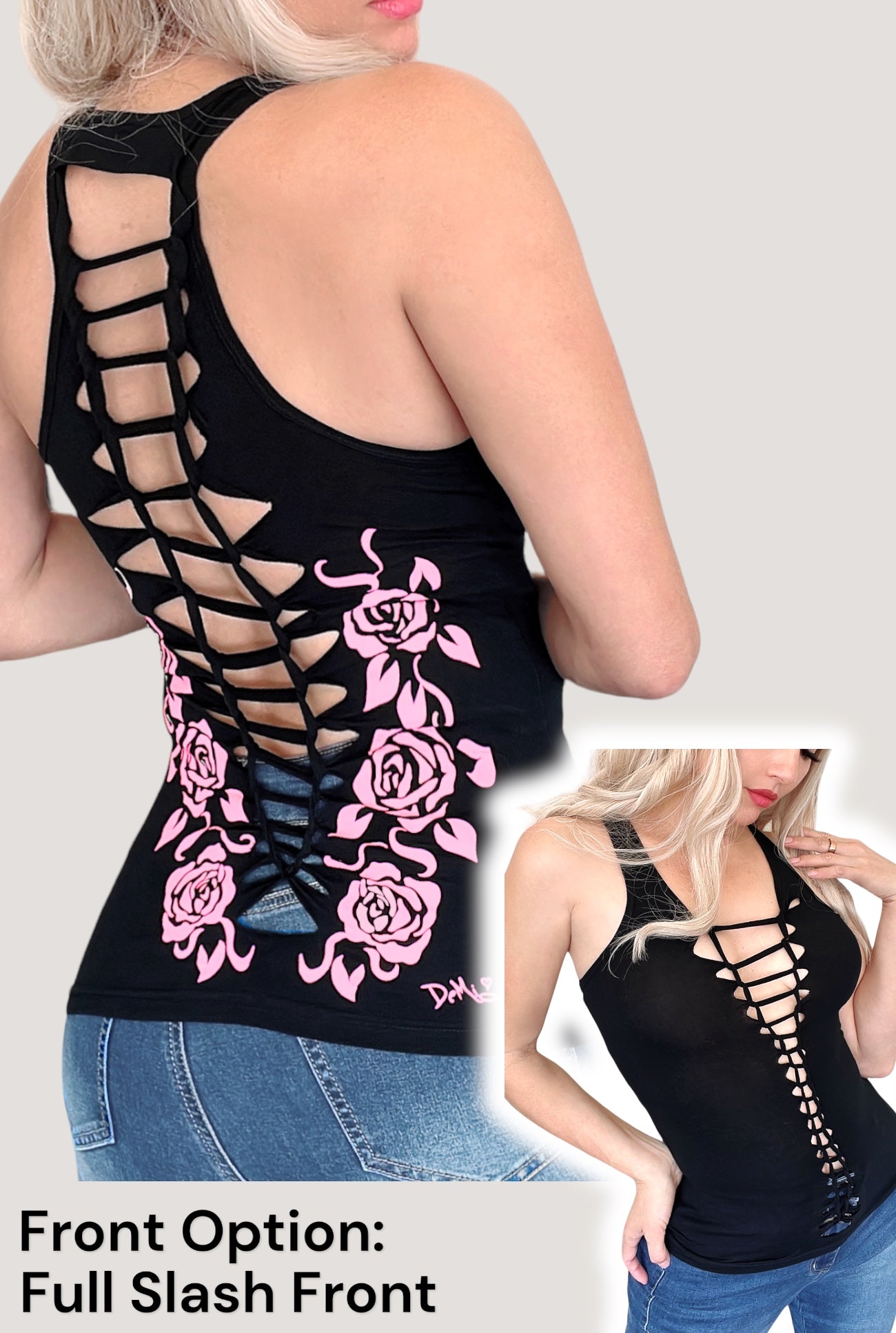Georgia Rose Graphic Back Racerback Sexy Slashed Country Festival Tank
