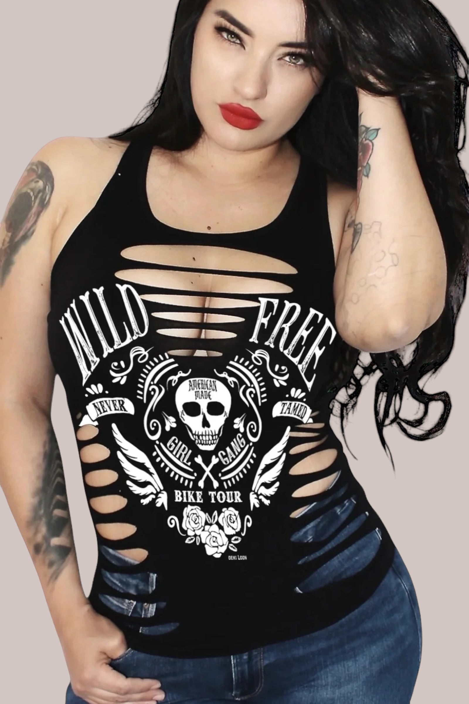 Wild & Free Sexy Hourglass Slashed Tank- Black