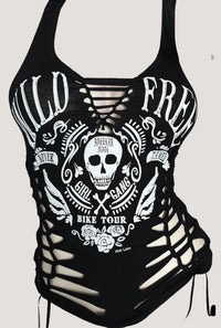 Wild & Free Ribcage Slashed Biker Tank