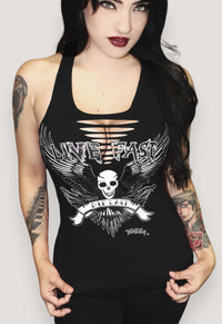 Live Fast Sexy Slashed Racerback Biker Tank