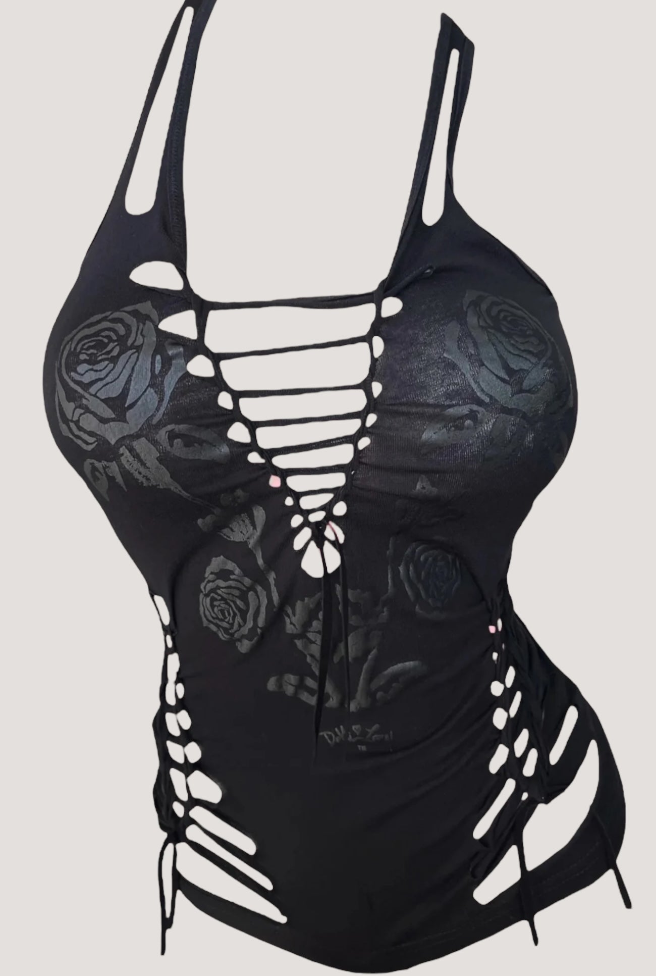 Gothic Rose Blackout Festival Slashed Tank Top