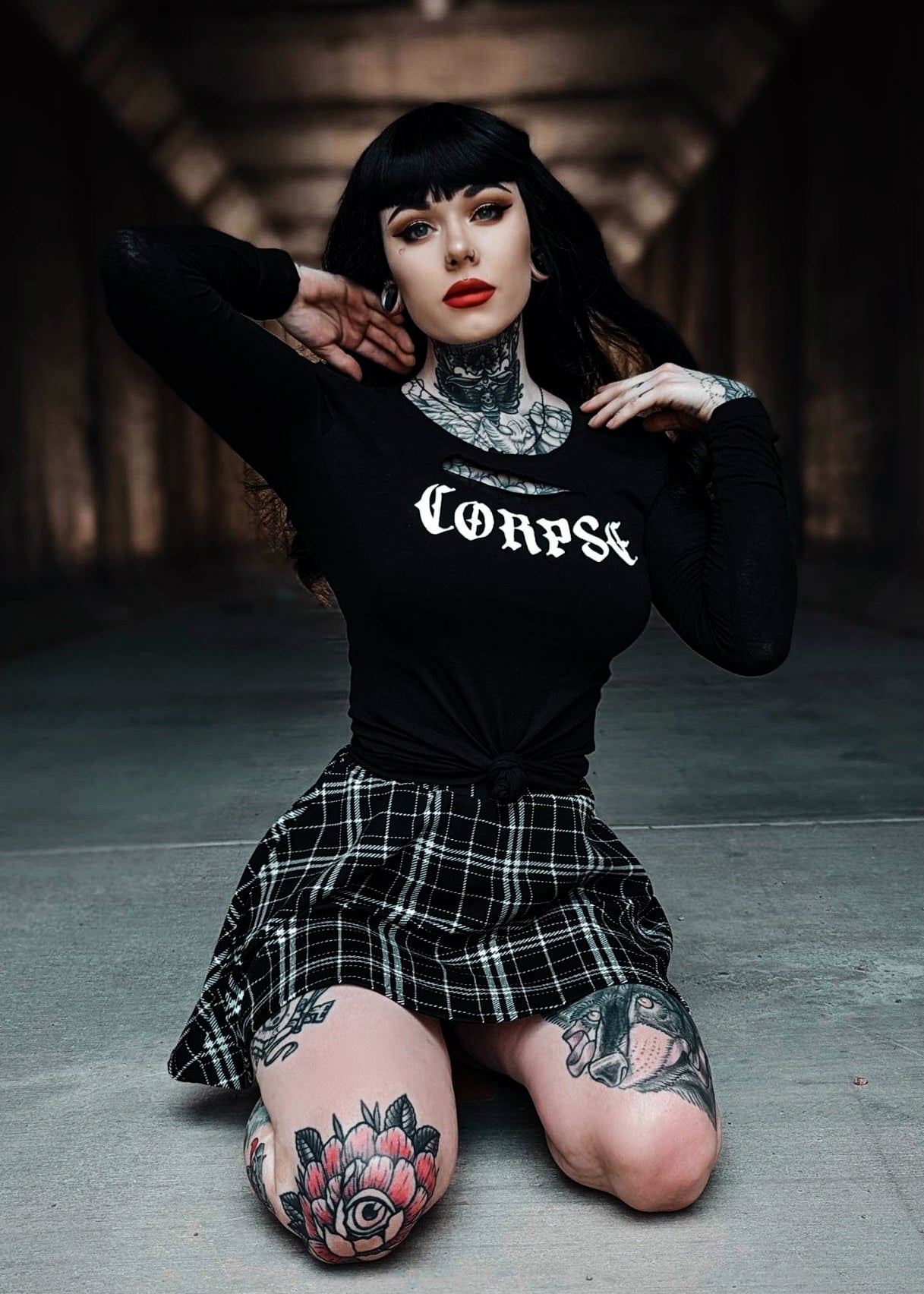Corpse Cut Out Gothic Long Sleeve Tee