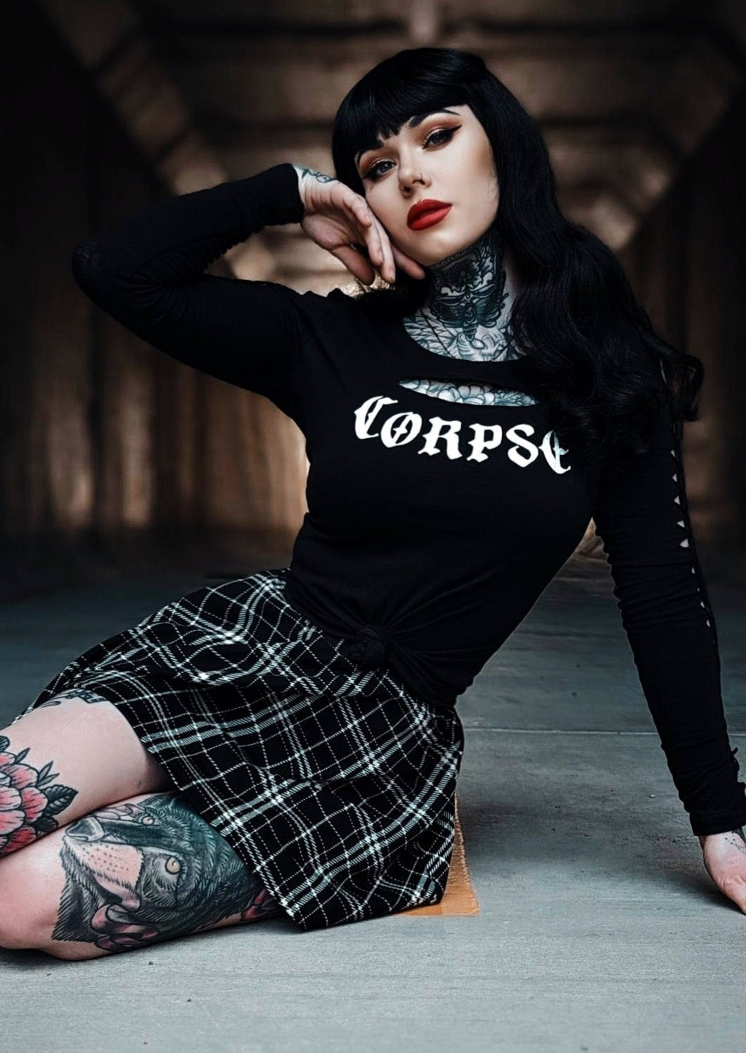 Corpse Cut Out Gothic Long Sleeve Tee