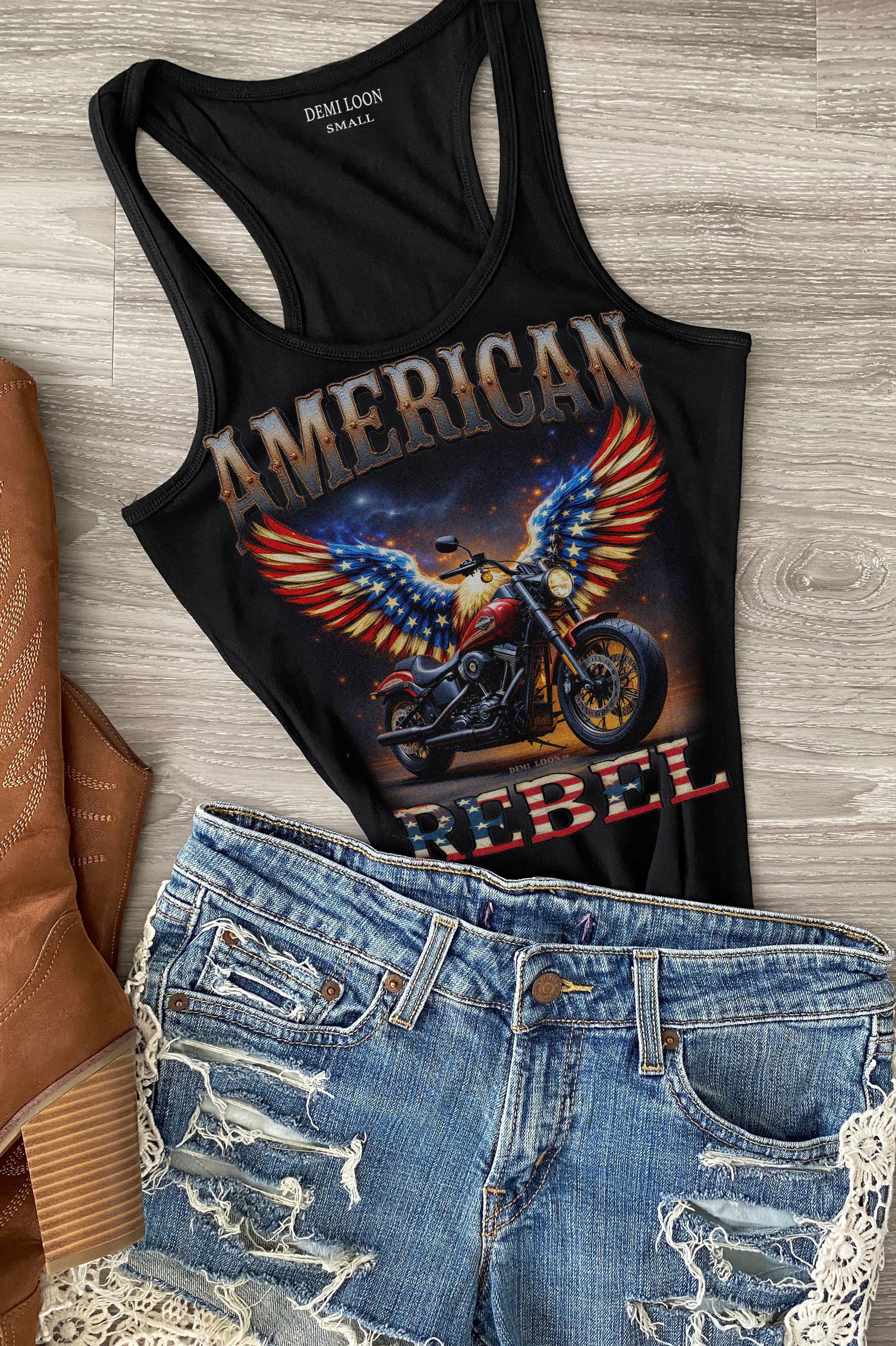 American Rebel Eagle Wings Country Vintage Biker Tank Top