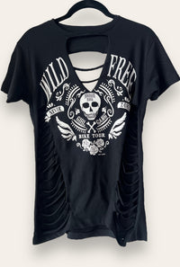 Wild & Free Slashed Distressed Vintage Festival Tee