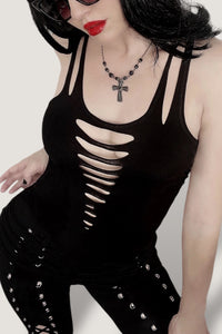 Gothique Slashed Cutout Festival Tank