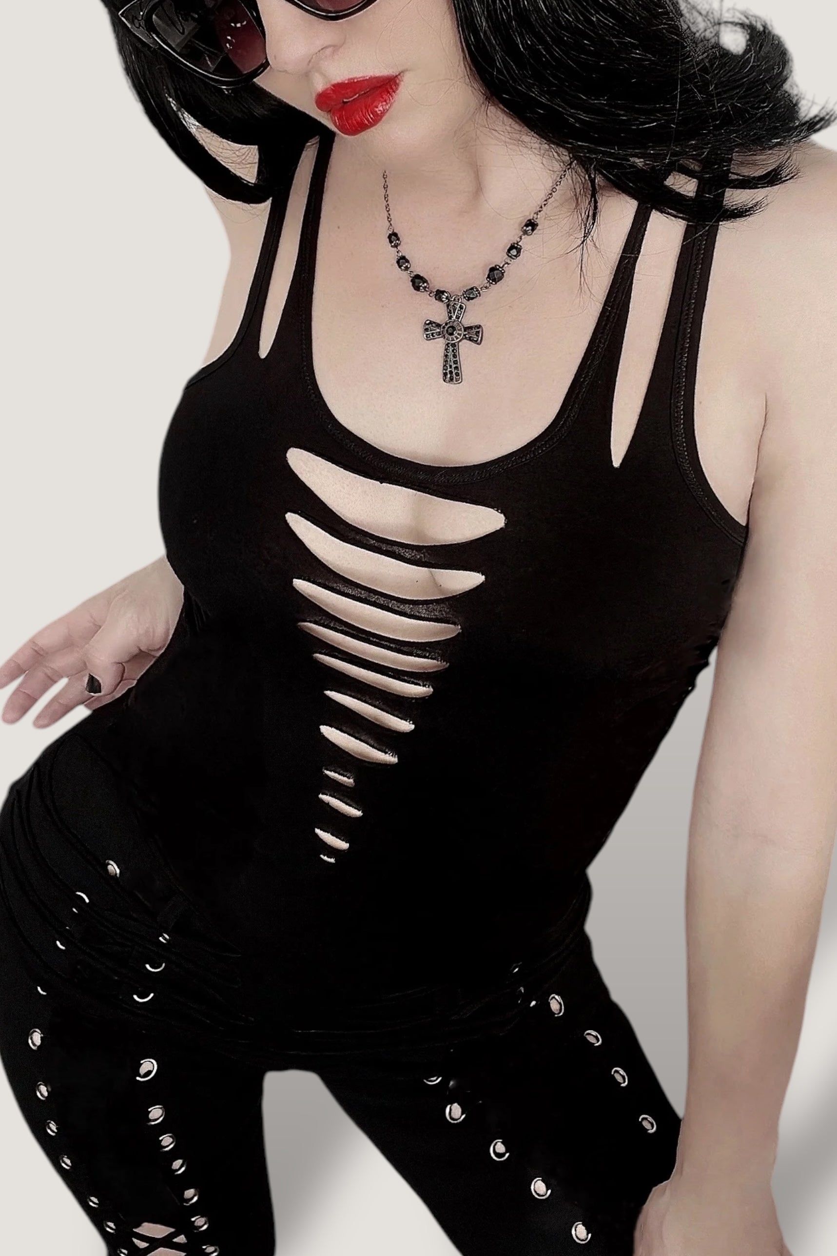 Gothique Slashed Cutout Festival Tank