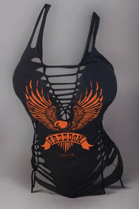 Freedom Eagle Sexy Biker Festival Custom Slashed Tank