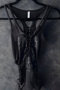 Gothic Rose Blackout Festival Slashed Tank Top