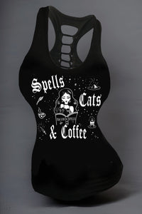 Spells Cats & Coffee Slashed Back Racerback Tank SCC13