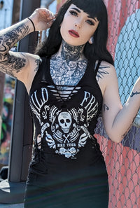 Wild & Free Ribcage Slashed Biker Tank