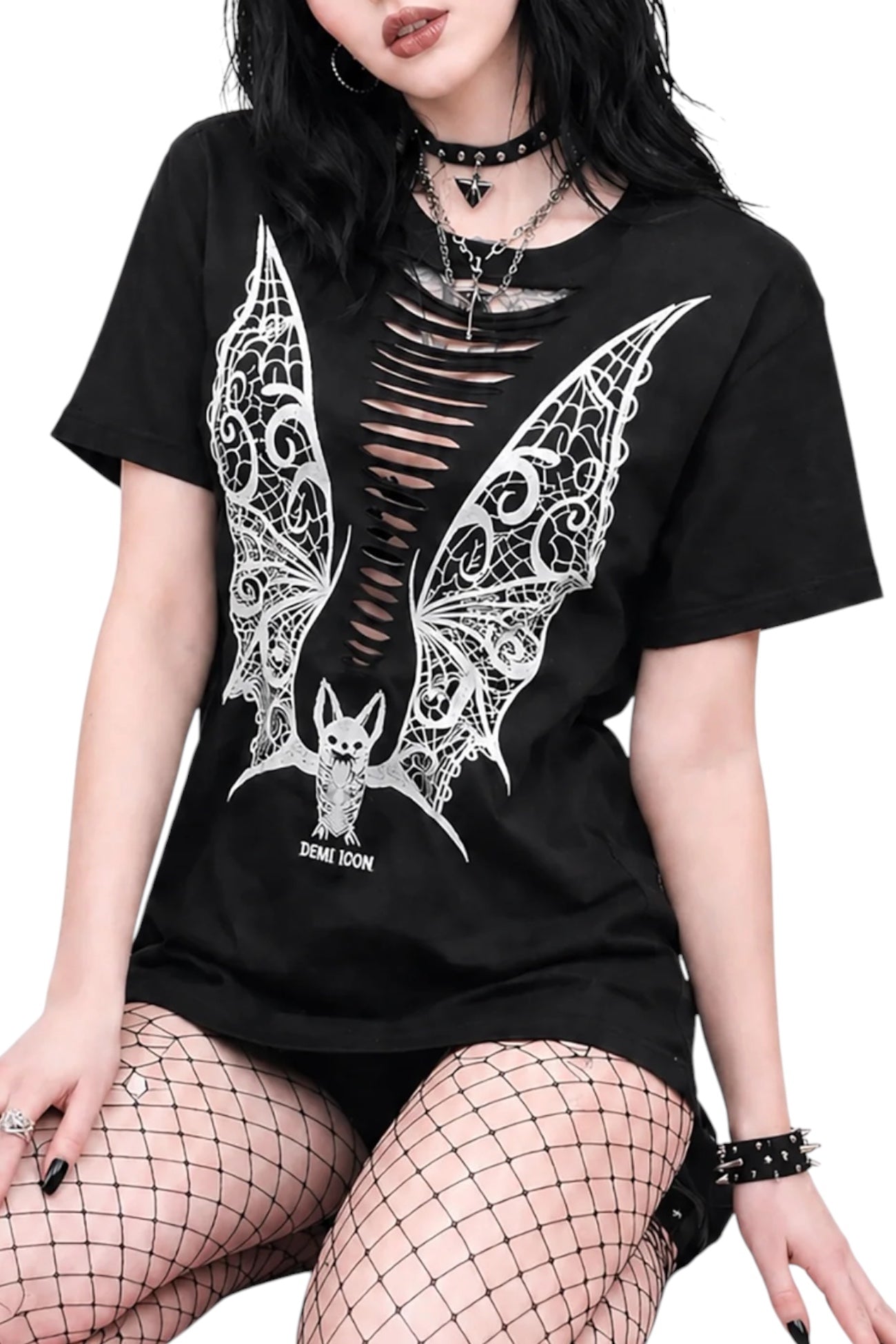 Vampire Lace Wings Boyfriend Fit Tee -Slashed or Unslashed