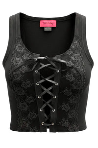 Wicked Kiss Cropped Lace Corset- Black