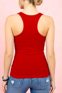 DESERT ROSE  FESTIVAL SLASHED RED TANK TOP