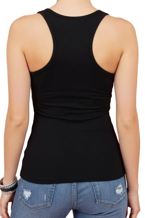 Outlaw Longhorn Skull Graphic Biker Cowgirl Country Tank Top