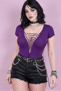 Purple Moon Slashed Goth Festival Concert Tee