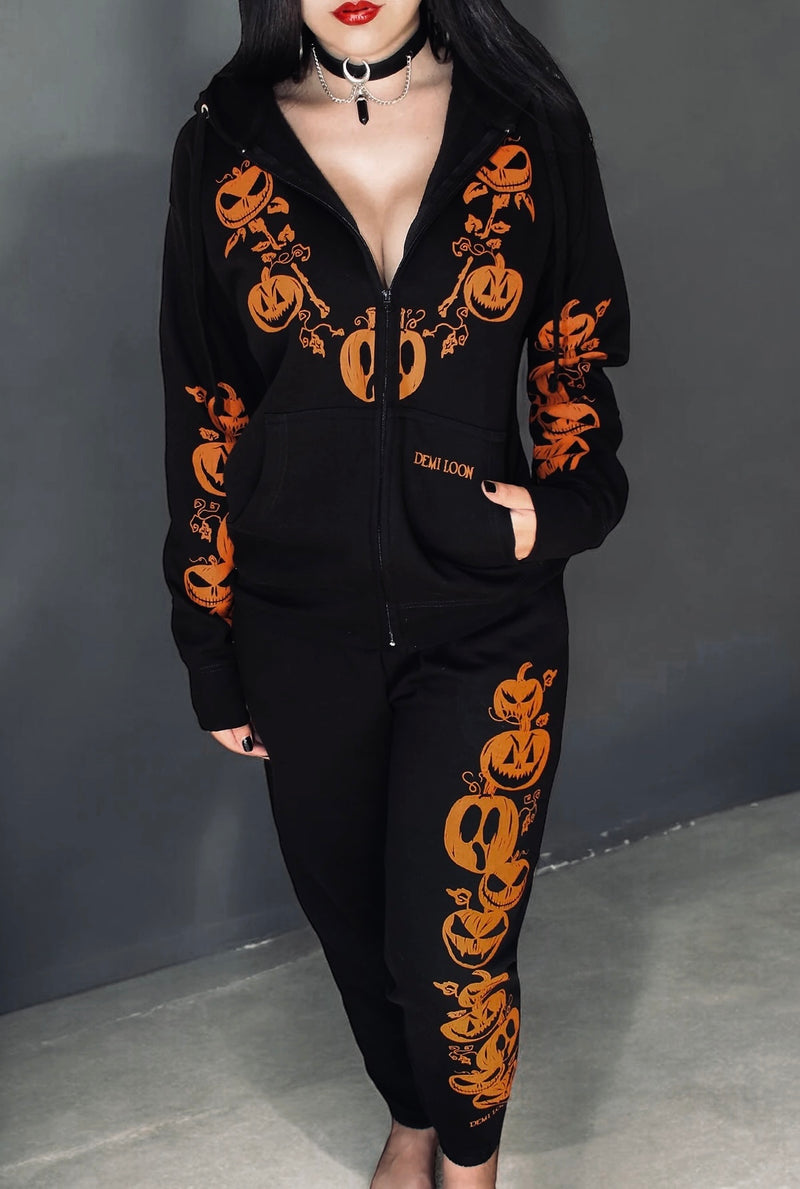 Pumpkin Halloween Boyfriend Fit Zip Up Hoodie