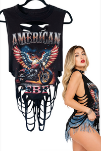 American Rebel Drape Slashed Tank