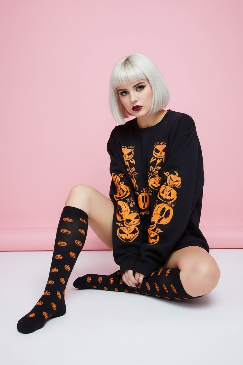 Pumpkin Boo Boyfriend Fit Oversized Halloween Sweatshirt