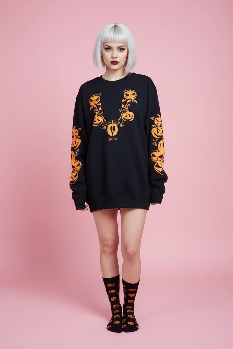 Pumpkin Boo Boyfriend Fit Oversized Halloween Sweatshirt