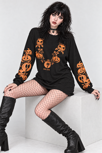 Pumpkin Halloween Oversized Boyfriend LS Tee