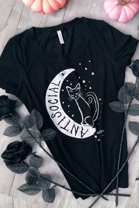 AntiSocial Cat Witch Moon Fitted Tee