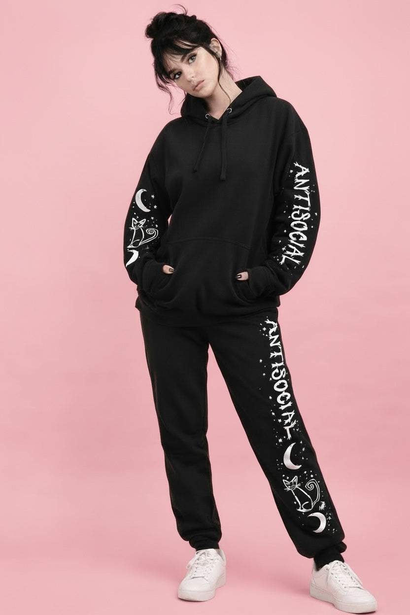 Antisocial Cat Witch Moon Jogger "Boyfriend" Sweat Gothic Pants