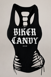 Biker Candy Festival Slashed Tank Top