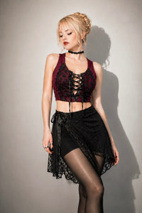 Wicked Kiss Cropped Lace Corset- Oxblood