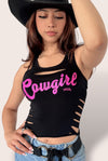 Cowgirl Country Concert Festival Slashed Tank Top