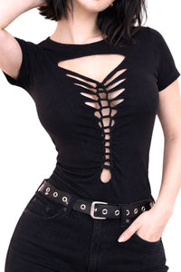 Midnight Braided Slashed Tee