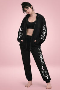 Antisocial Cat Witch Moon "Boyfriend Fit" Zipper Gothic Hoodie