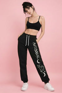 Antisocial Cat Witch Moon Jogger "Boyfriend" Sweat Gothic Pants
