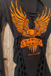 Freedom Eagle Long Sleeve Biker Moto Graphic Tee