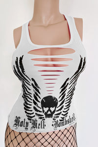 Holy Hell Bombshell Biker Rally Slashed Tank Top
