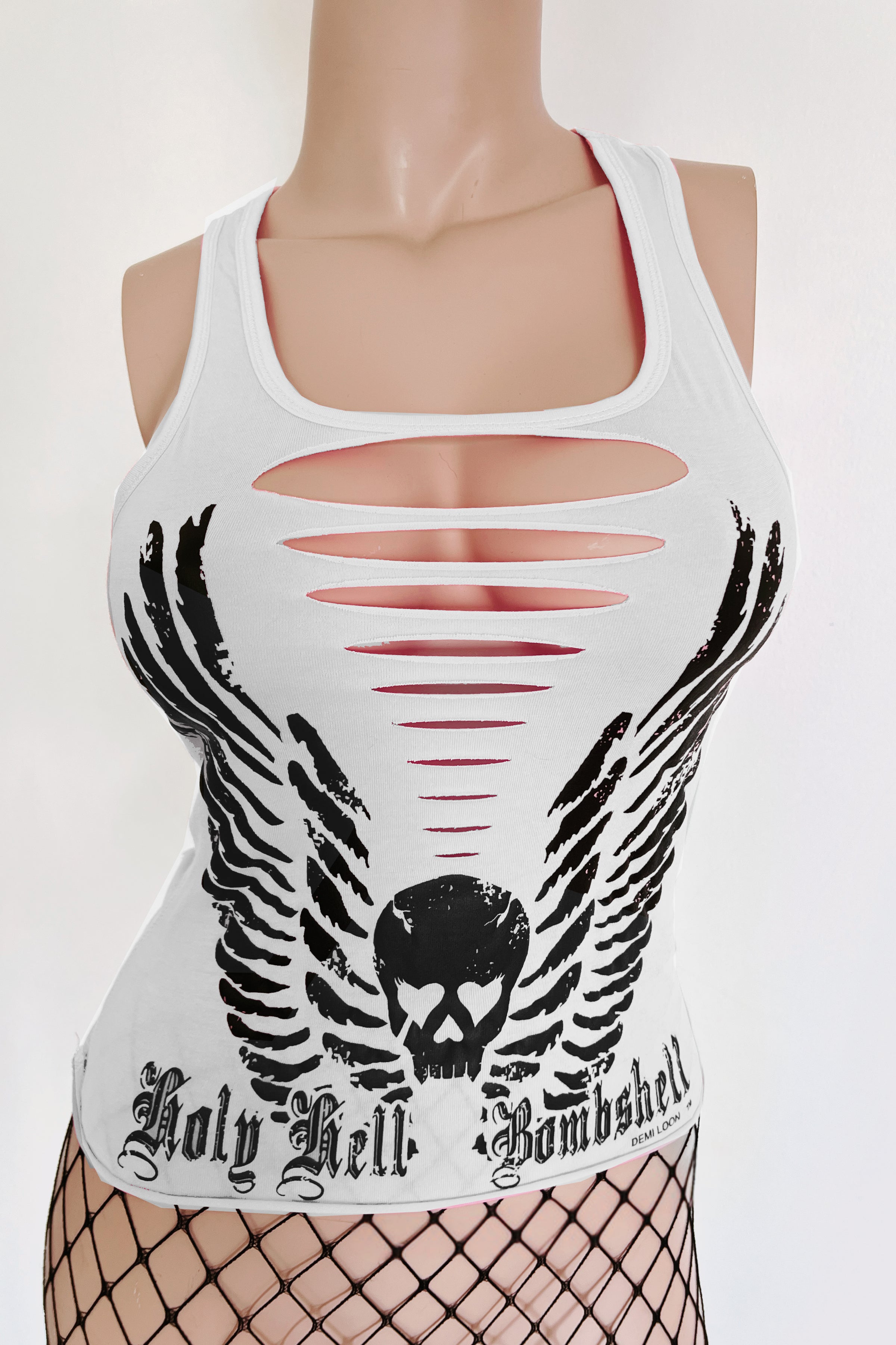 Holy Hell Bombshell Biker Rally Slashed Tank Top
