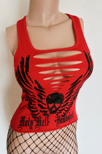 Holy Hell Bombshell Biker Rally Slashed Tank Top