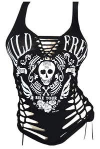 Wild & Free Ribcage Slashed Biker Tank