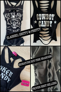 Biker Candy Motorcycle Rally Festival Slashed Tank Top