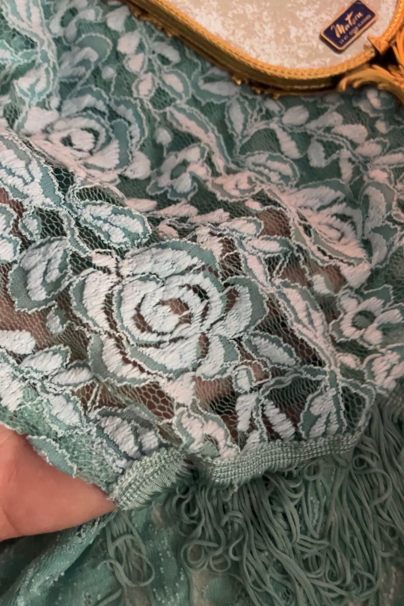 Aquamarine Dream Fringed Lace Coverup