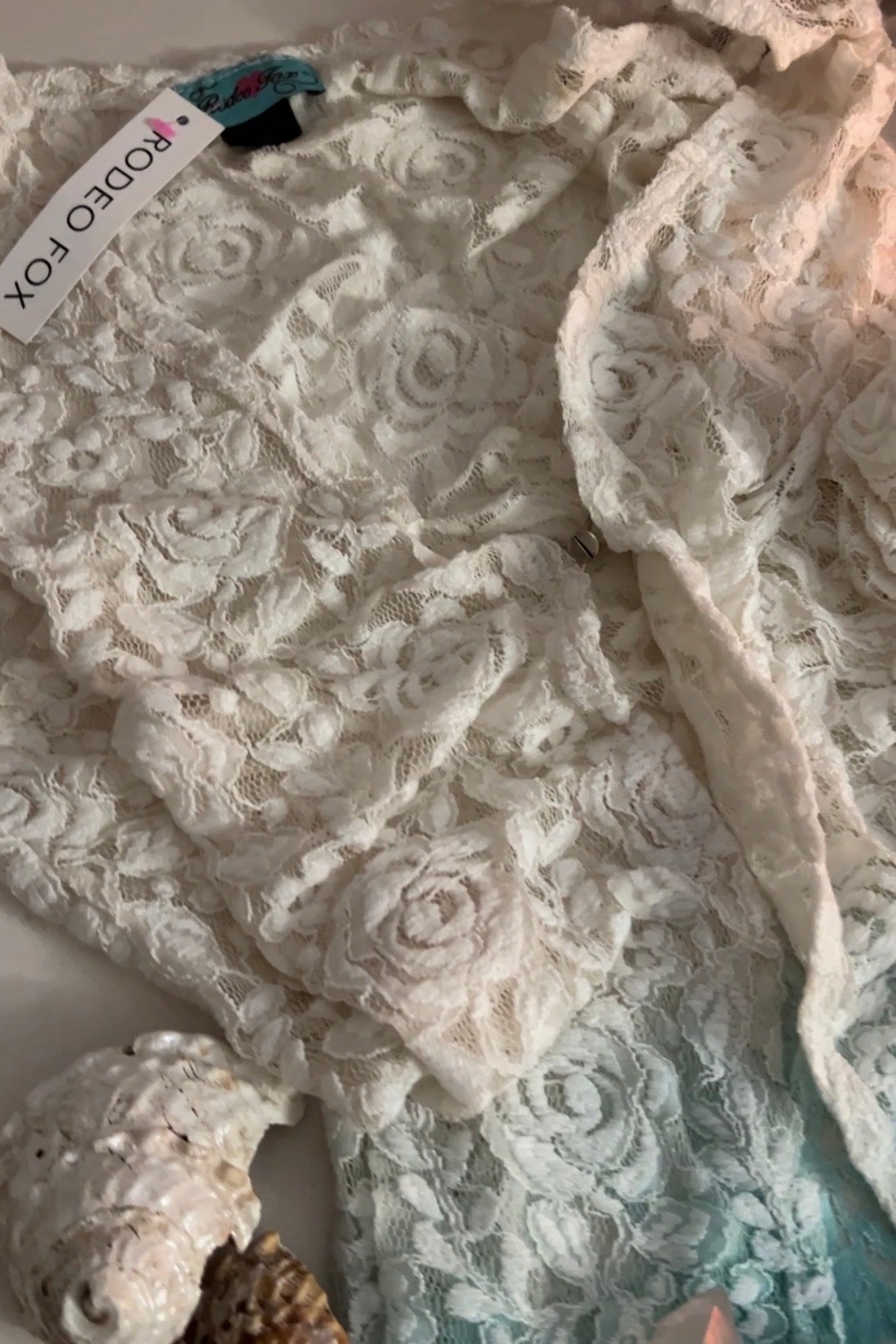Aquamarine Dream Fringed Lace Coverup