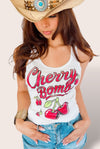 Cherry Bomb Cowgirl Pinup Cotton Scoop Tank