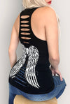 Fallen Angel Wings Graphic Back Slashed  Cowgirl Festival Tank