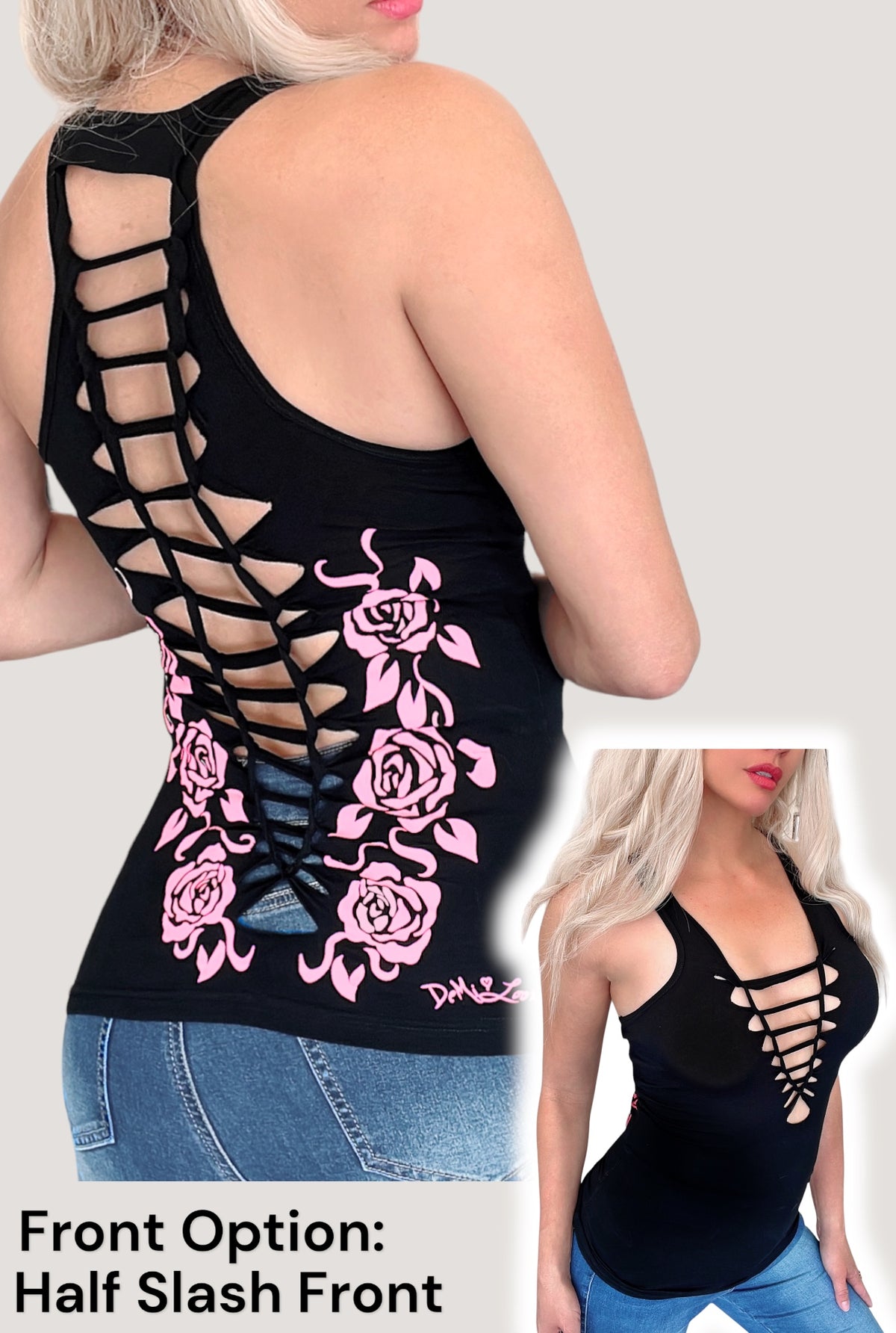 Georgia Rose Graphic Back Racerback Sexy Slashed Country Festival Tank