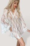 Boho Fairy Ivory Bell Sleeve Vintage Coverup Lace Dress